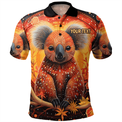 Australia Koala Custom Polo Shirt - Dreaming Art Koala Aboriginal Inspired Polo Shirt