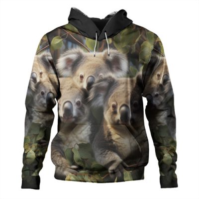 Australia Koala Hoodie - Three Koalas with Gum Trees Ver1 Hoodie