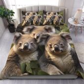 Australia Koala Bedding Set - Three Koalas with Gum Trees Ver1 Bedding Set