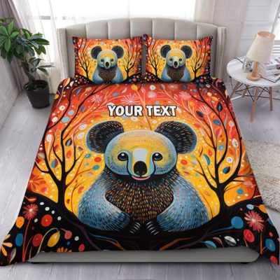 Australia Koala Bedding Set - 3D Koala with Waratah Flower Bedding Set