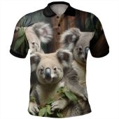 Australia Koala Polo Shirt - Three Koalas with Gum Trees Ver2 Polo Shirt