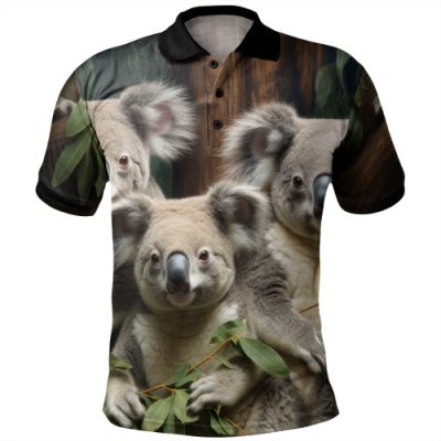 Australia Koala Polo Shirt - Three Koalas with Gum Trees Ver2 Polo Shirt
