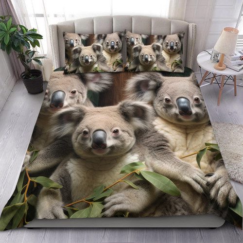 Australia Koala Bedding Set - Three Koalas with Gum Trees Ver3 Bedding Set Australia Koala Bedding Set - Three Koalas with Gum Trees Ver3 Bedding Set