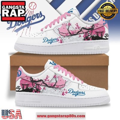 LA Dodgers Cherry Blossom Japanese Limited Edition Air Force 1 Running Sneakers Shoes