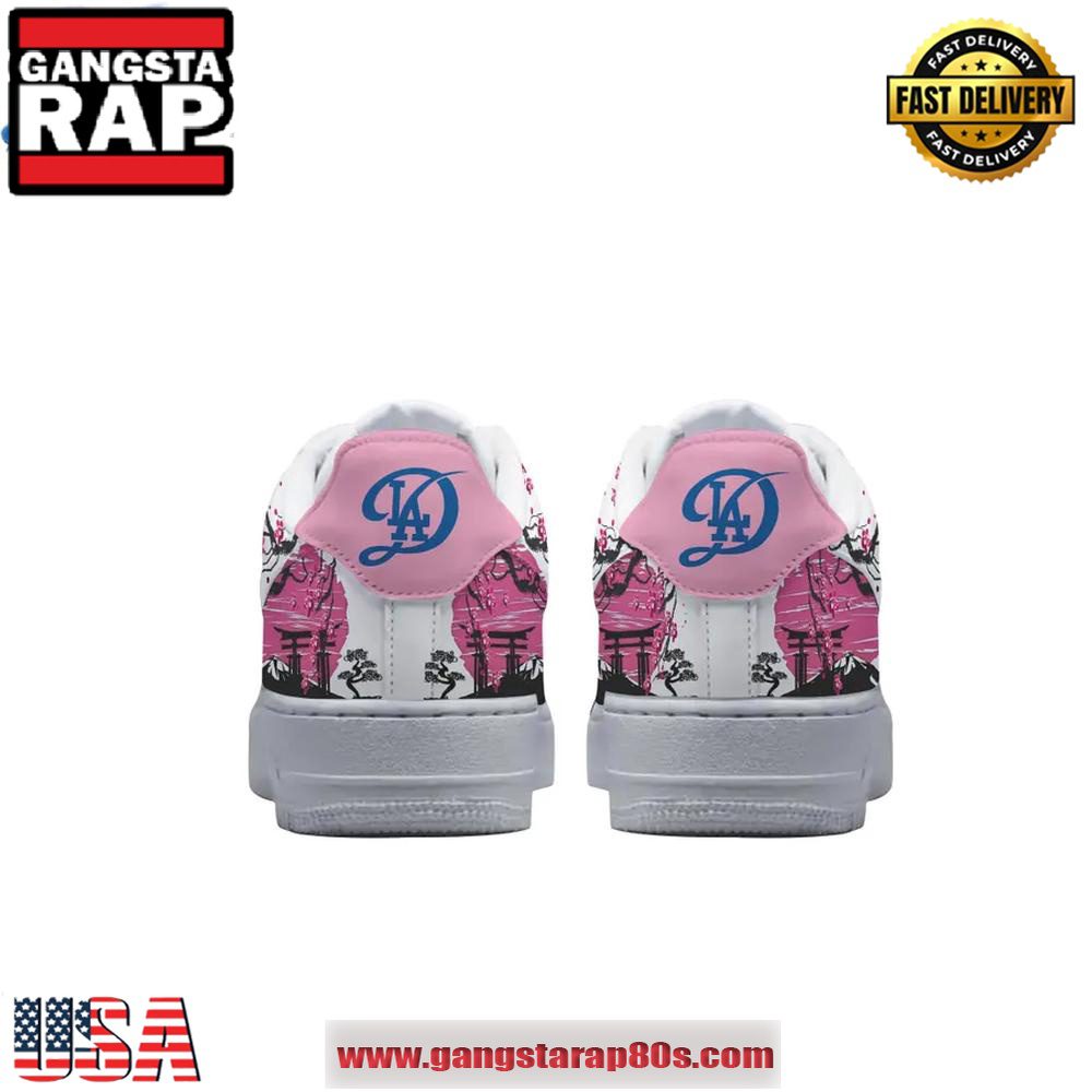 LA Dodgers Cherry Blossom Japanese Limited Edition Air Force 1 Running Sneakers Shoes LA Dodgers Cherry Blossom Japanese Limited Edition Air Force 1 Running Sneakers Shoes