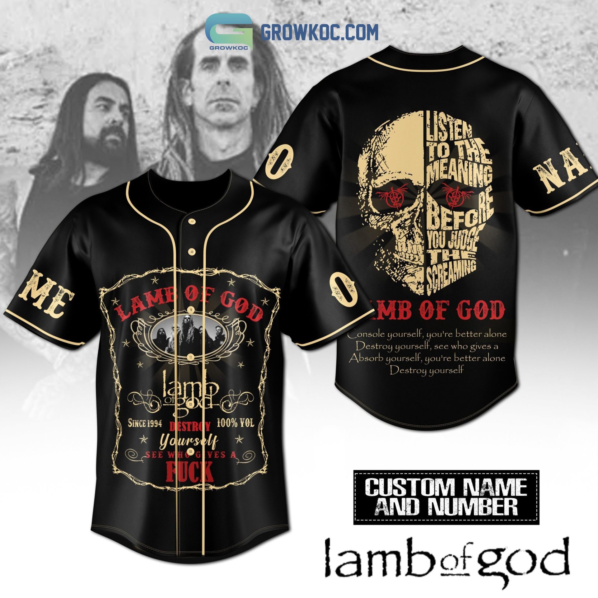 Lamb of God Custom Name Number Destroy Yourself Baseball Jersey Lamb of God Custom Name Number Destroy Yourself Baseball Jersey