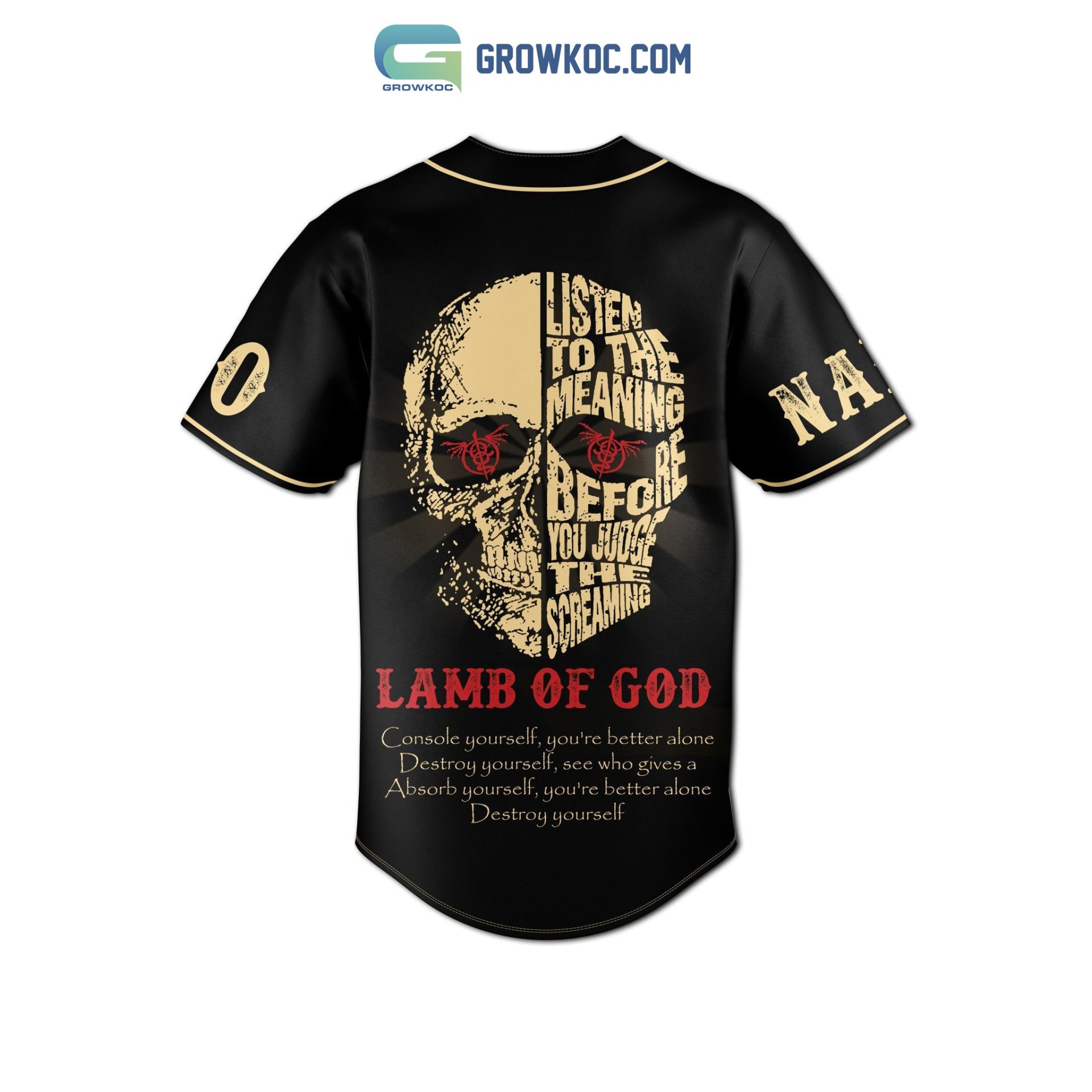 Lamb of God Custom Name Number Destroy Yourself Baseball Jersey Lamb of God Custom Name Number Destroy Yourself Baseball Jersey