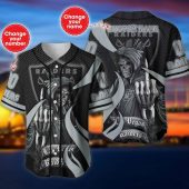 NFL Las Vegas Raiders Custom Name Number Skull Baseball Jersey