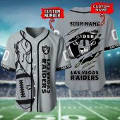 NFL Las Vegas Raiders Custom Name Number Silver Baseball Jersey