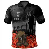 Australia Polo Shirt Lest We Forget Hat And Boots Design Poppy Flower