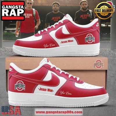Limited Edition Ohio State Jesus Won Air Force 1 Running Sneakers Shoes
