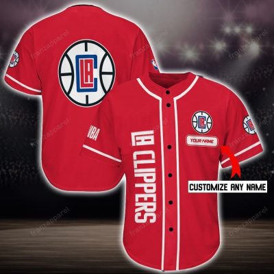 NBA Los Angeles Clippers Custom Name Red Baseball Jersey