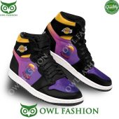 Los Angeles Lakers LA Crumble Purple Air Jordan High Top shoes