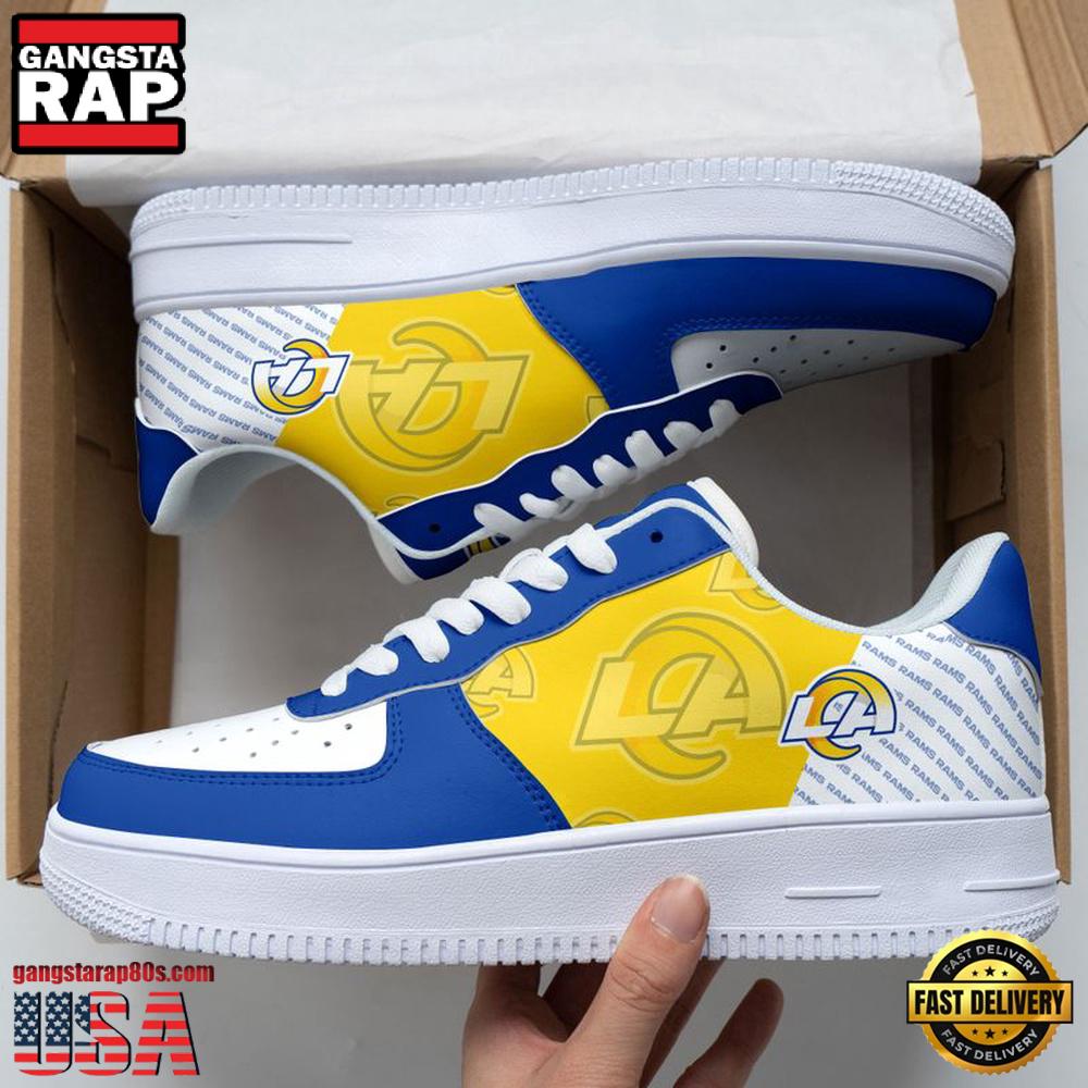 NFL Los Angeles Rams Basic Pattern Football New Design Air Force 1 Running Sneakers Shoes NFL Los Angeles Rams Basic Pattern Football New Design Air Force 1 Running Sneakers Shoes