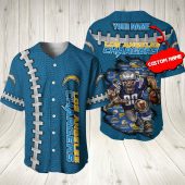 NFL Los Angeles Chargers Custom Name Blue Baseball Jersey