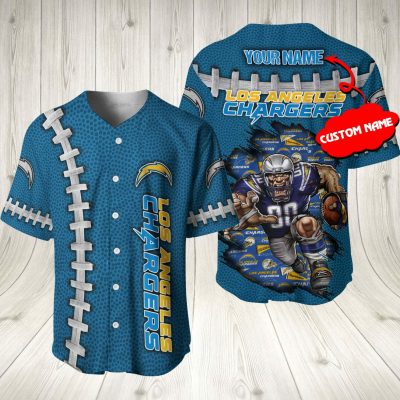 NFL Los Angeles Chargers Custom Name Blue Baseball Jersey