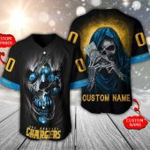 NFL Los Angeles Chargers Custom Name Number Skull Baseball Jersey