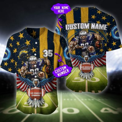 NFL Los Angeles Chargers Custom Name Number Baseball Jersey