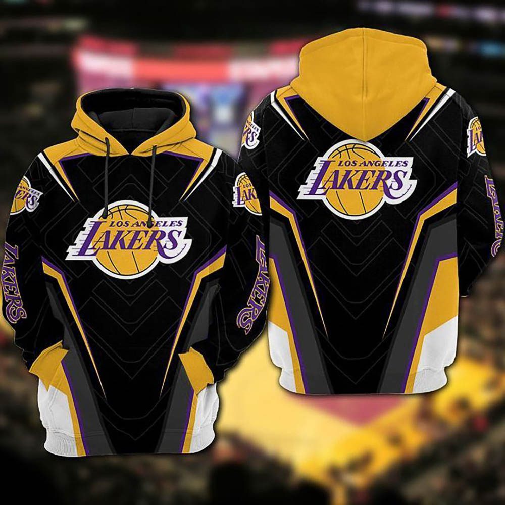 NBA Los Angeles Lakers Black Golden Pullover Hoodie V4 NBA Los Angeles Lakers Black Golden Pullover Hoodie V4