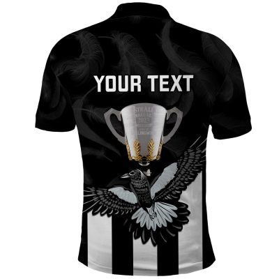 Personalised AFL Collingwood Polo Shirt Magpies Premiers 2023 With Trophy Proud