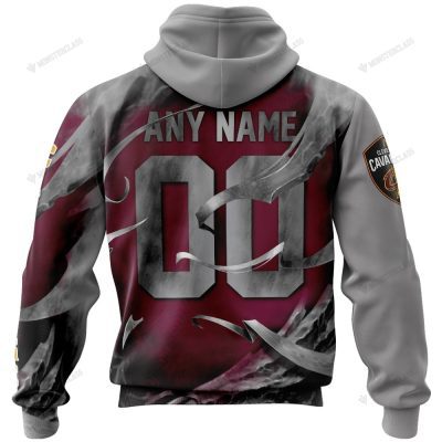 NBA Cleveland Cavaliers Custon Name Number Wine Gray Skull Pullover Hoodie