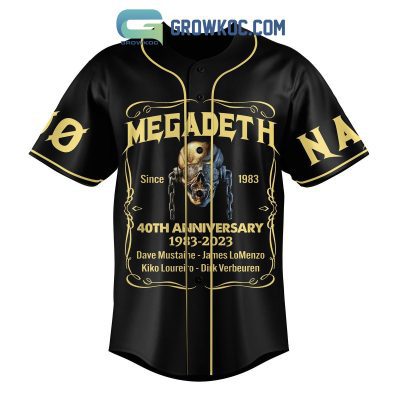 Megadeth Custom Name 40th Anniversary 1983-2023 Baseball Jersey