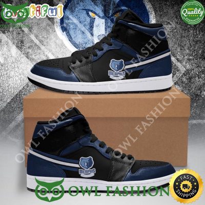 Memphis Grizzlies NBA Team Navy Blue Black Air Jordan 1 High Sneakers