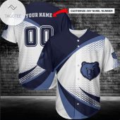 NBA Memphis Grizzlies Custom Name Number White Blue Baseball Jersey