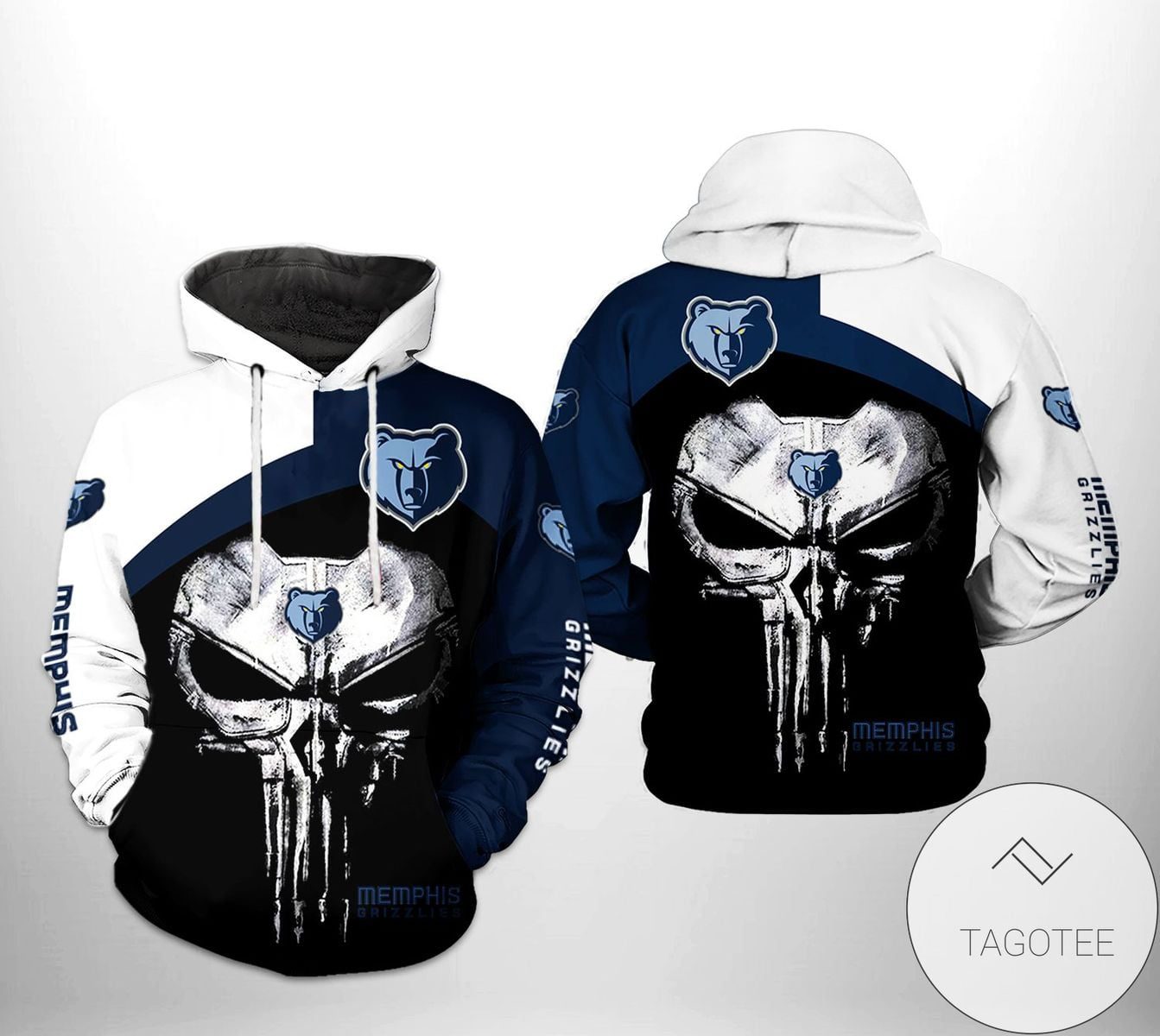 NBA Memphis Grizzlies Black Blue Punisher Skull Pullover Hoodie