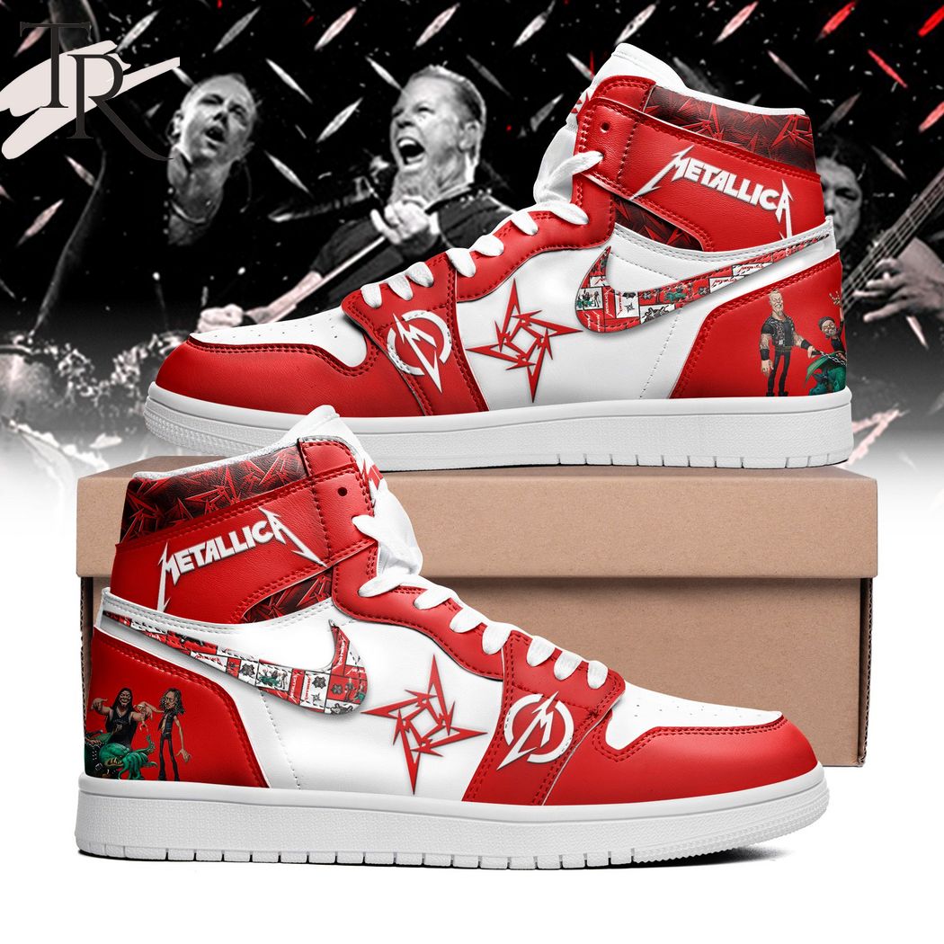 Metallica Red White Air Jordan 1 High Sneakers Metallica Red White Air Jordan 1 High Sneakers