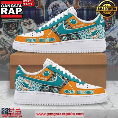 Miami Dolphins Go Dolphins Air Force 1 Running Sneakers Shoes