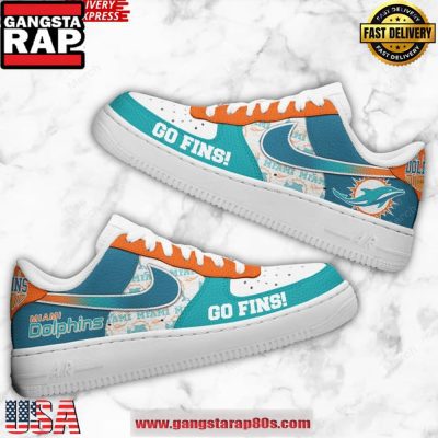 Miami Dolphins Go Fins Air Force 1 Running Sneakers Shoes