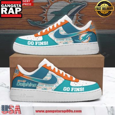 Miami Dolphins Go Fins Air Force 1 Running Sneakers Shoes