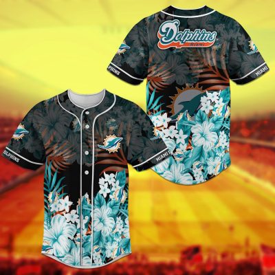 NFL Miami Dolphins Aqua White Flowers Baseball Jersey