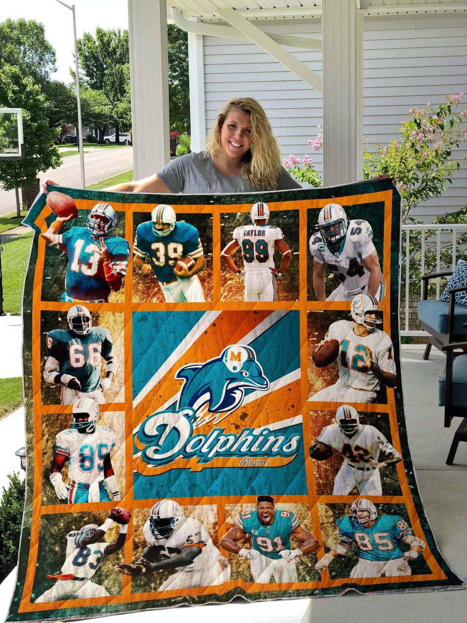 NFL Miami Dolphins Quilt Blanket V2 NFL Miami Dolphins Quilt Blanket V2