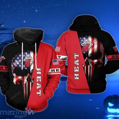 NBA Miami Heat US Flag Punisher Skull Pullover Hoodie