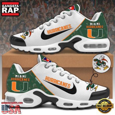 NCAA Custom Name Miami Hurricanes Football Mascot Symbol Air Max Plus Shoes Running Sneakers