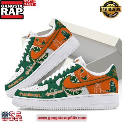 Miami Hurricanes Limited Edition Air Force 1 Running Sneakers Shoes