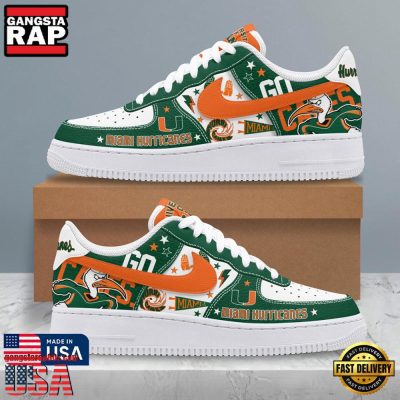 NCAA Miami Hurricanes New Design 2025 Air Force 1 Shoes Running Sneakers