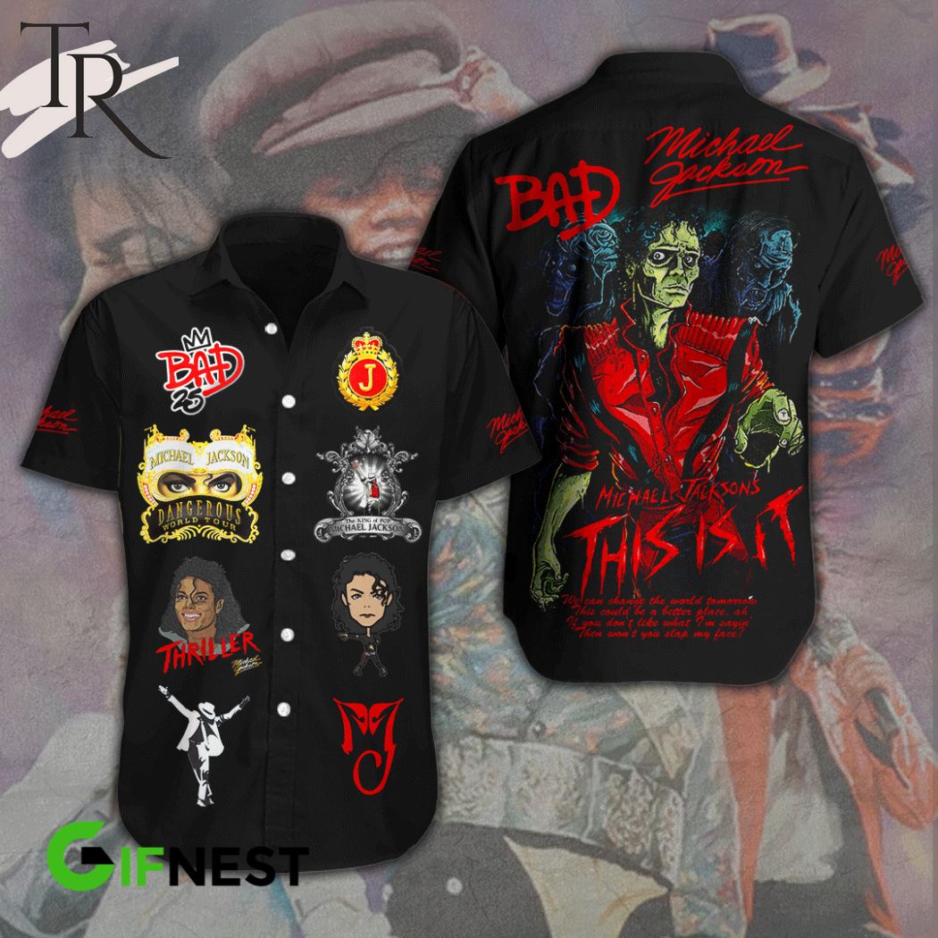 Michael Jackson Dangerous World Tour Thriller Hawaiian Shirt Michael Jackson Dangerous World Tour Thriller Hawaiian Shirt