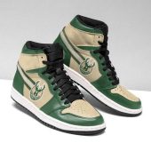 NBA Milwaukee Bucks Green Cream Air Jordan 1 High Sneakers