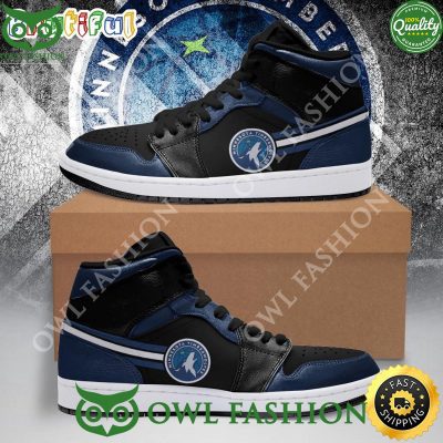 Minnesota Timberwolves NBA Team Blue Black Air Jordan 1 High Sneakers Classic