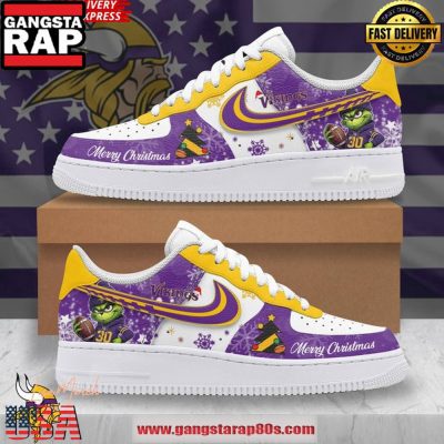 Minnesota Vikings Merry Christmas Limited Edition Air Force 1 Running Sneakers