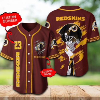 NFL Washington Redskins Custom Name Number Brown Baseball Jersey