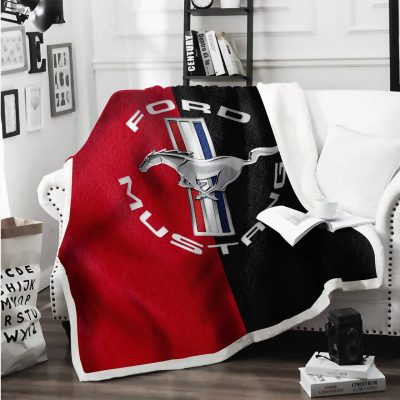 Ford Mustang Red Black Fleece Blanket