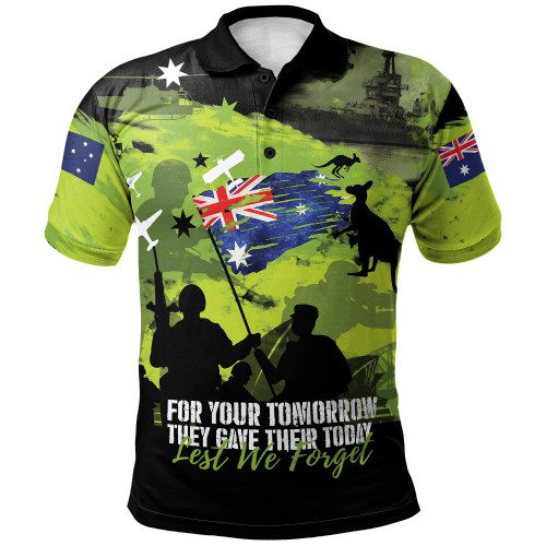 (Mullaley Hotel) Australia Polo Shirt Anzac Shirt Australia Flag Lest We Forget