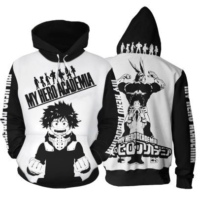 MY HERO ACADEMIA Izuku Midoriya Black White Pullover Hoodie