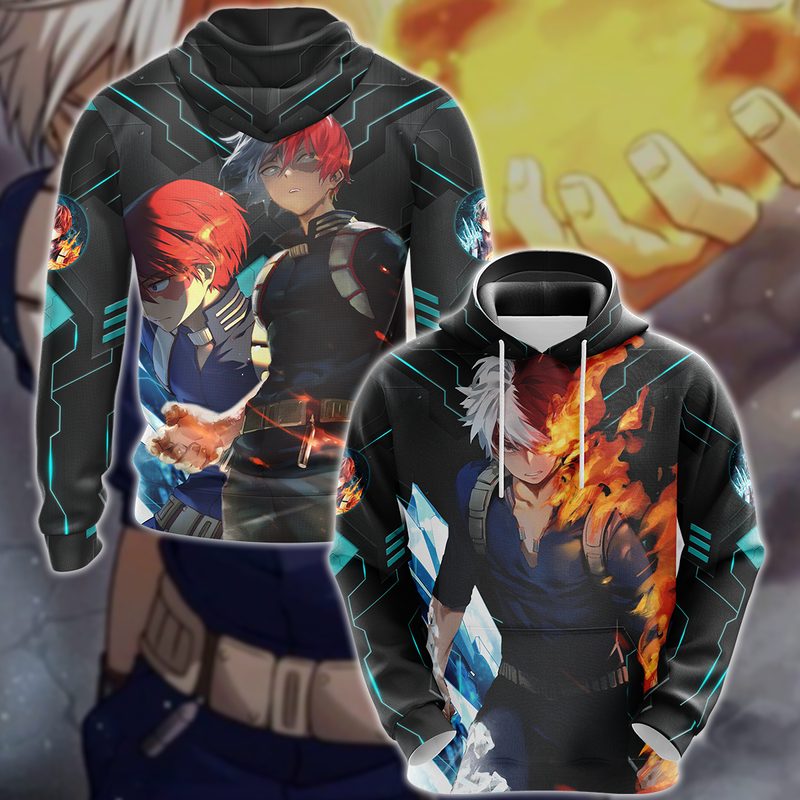MY HERO ACADEMIA Shoto Todoroki Black Pullover Hoodie MY HERO ACADEMIA Shoto Todoroki Black Pullover Hoodie