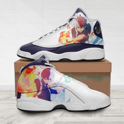 MY HERO ACADEMIA Shoto Todoroki White Blue Air Jordan 13 Shoes
