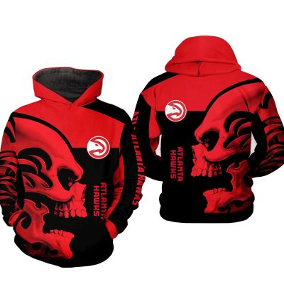 NBA Atlanta Hawks Red Skull Pullover Hoodie